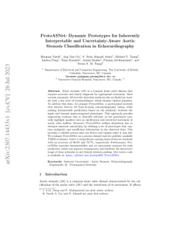 ProtoASNet: Dynamic Prototypes for Inherently Interpretable and
  Uncertainty-Aware Aortic Stenosis Classification in Echocardiography