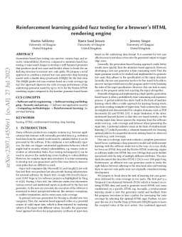 Reinforcement learning guided fuzz testing for a browser's HTML
  rendering engine