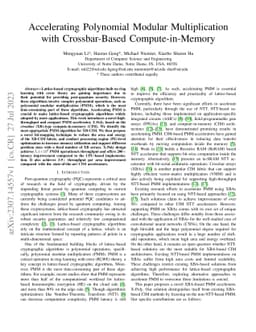 Accelerating Polynomial Modular Multiplication with Crossbar-Based
  Compute-in-Memory
