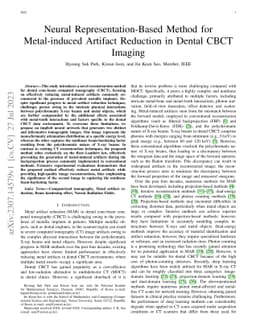 Neural Representation-Based Method for Metal-induced Artifact Reduction
  in Dental CBCT Imaging