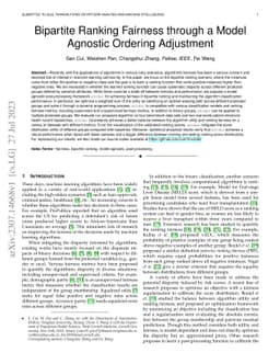 Bipartite Ranking Fairness through a Model Agnostic Ordering Adjustment