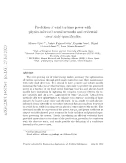 Prediction of wind turbines power with physics-informed neural networks
  and evidential uncertainty quantification
