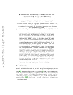 Contrastive Knowledge Amalgamation for Unsupervised Image Classification