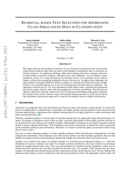 Retrieval-based Text Selection for Addressing Class-Imbalanced Data in
  Classification