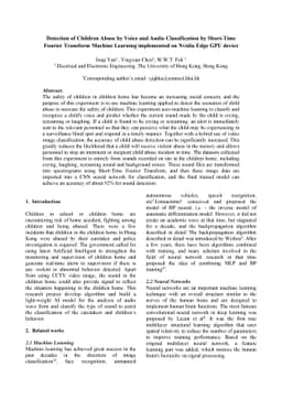 Detection of Children Abuse by Voice and Audio Classification by
  Short-Time Fourier Transform Machine Learning implemented on Nvidia Edge GPU
  device