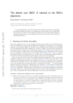 The debate over QKD: A rebuttal to the NSA's objections