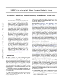 R-LPIPS: An Adversarially Robust Perceptual Similarity Metric