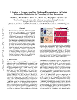A Solution to Co-occurrence Bias: Attributes Disentanglement via Mutual
  Information Minimization for Pedestrian Attribute Recognition