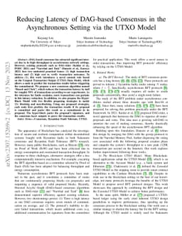 Reducing Latency of DAG-based Consensus in the Asynchronous Setting via
  the UTXO Model