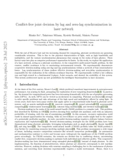 Conflict-free joint decision by lag and zero-lag synchronization in
  laser network
