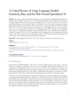 A Critical Review of Large Language Models: Sensitivity, Bias, and the
  Path Toward Specialized AI