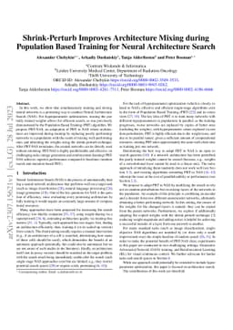 Shrink-Perturb Improves Architecture Mixing during Population Based
  Training for Neural Architecture Search