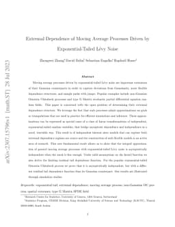 Extremal Dependence of Moving Average Processes Driven by
  Exponential-Tailed Lévy Noise