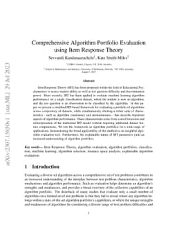 Comprehensive Algorithm Portfolio Evaluation using Item Response Theory