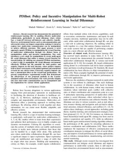 PIMbot: Policy and Incentive Manipulation for Multi-Robot Reinforcement
  Learning in Social Dilemmas