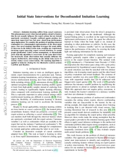 Initial State Interventions for Deconfounded Imitation Learning