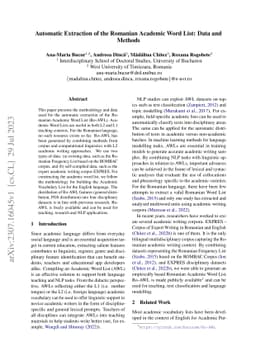 Automatic Extraction of the Romanian Academic Word List: Data and
  Methods