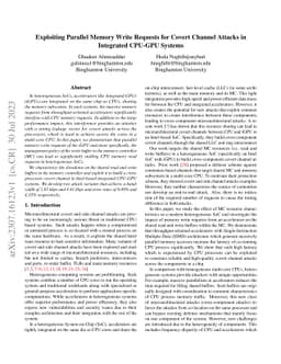 Exploiting Parallel Memory Write Requests for Covert Channel Attacks in
  Integrated CPU-GPU Systems