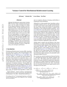 Variance Control for Distributional Reinforcement Learning