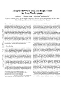 Integrated Private Data Trading Systems for Data Marketplaces
