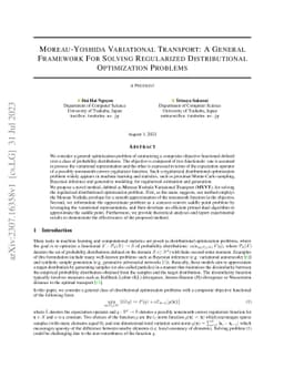 Moreau-Yoshida Variational Transport: A General Framework For Solving
  Regularized Distributional Optimization Problems