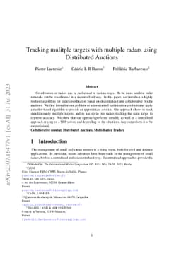 Tracking mulitple targets with multiple radars using Distributed
  Auctions