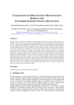 Utilisation of open intent recognition models for customer support
  intent detection