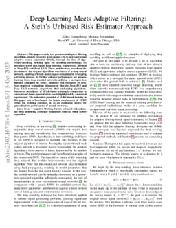 Deep Learning Meets Adaptive Filtering: A Stein's Unbiased Risk
  Estimator Approach