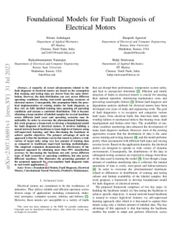 Foundational Models for Fault Diagnosis of Electrical Motors
