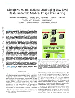Disruptive Autoencoders: Leveraging Low-level features for 3D Medical
  Image Pre-training