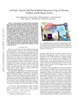 AirTouch: Towards Safe Human-Robot Interaction Using Air Pressure
  Feedback and IR Mocap System