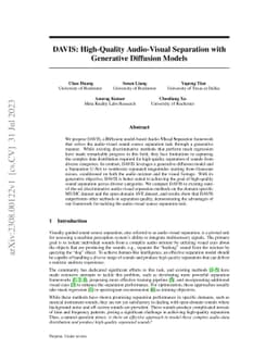 DAVIS: High-Quality Audio-Visual Separation with Generative Diffusion
  Models