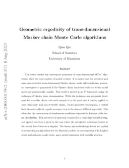 Geometric ergodicity of trans-dimensional Markov chain Monte Carlo
  algorithms
