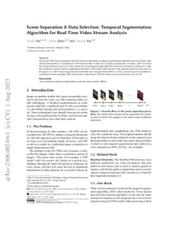 Scene Separation & Data Selection: Temporal Segmentation Algorithm for
  Real-Time Video Stream Analysis