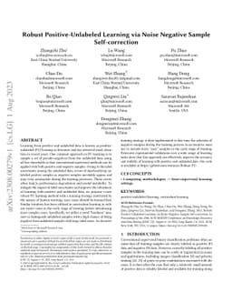Robust Positive-Unlabeled Learning via Noise Negative Sample
  Self-correction