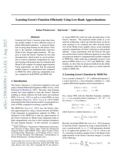 Learning Green's Function Efficiently Using Low-Rank Approximations