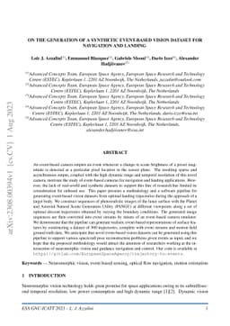 On the Generation of a Synthetic Event-Based Vision Dataset for
  Navigation and Landing