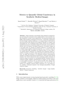 Metrics to Quantify Global Consistency in Synthetic Medical Images