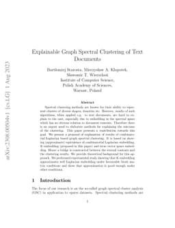 Explainable Graph Spectral Clustering of Text Documents