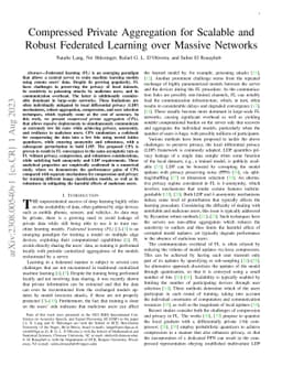 Compressed Private Aggregation for Scalable and Robust Federated Learning over Massive Networks