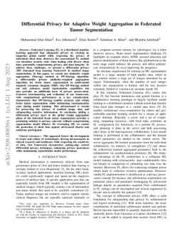 Differential Privacy for Adaptive Weight Aggregation in Federated Tumor
  Segmentation