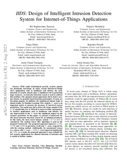 IIDS: Design of Intelligent Intrusion Detection System for
  Internet-of-Things Applications