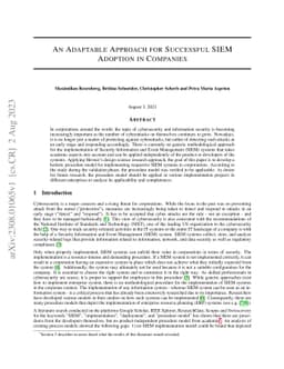 An Adaptable Approach for Successful SIEM Adoption in Companies
