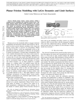 Planar Friction Modelling with LuGre Dynamics and Limit Surfaces