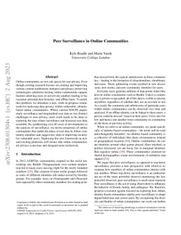 Peer Surveillance in Online Communities