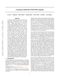 Learning to Model the World with Language