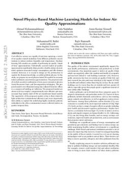 Novel Physics-Based Machine-Learning Models for Indoor Air Quality
  Approximations