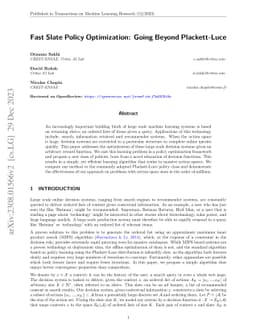Fast Slate Policy Optimization: Going Beyond Plackett-Luce