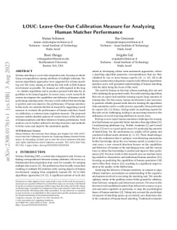 LOUC: Leave-One-Out-Calibration Measure for Analyzing Human Matcher
  Performance