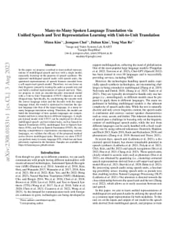 Many-to-Many Spoken Language Translation via Unified Speech and Text
  Representation Learning with Unit-to-Unit Translation